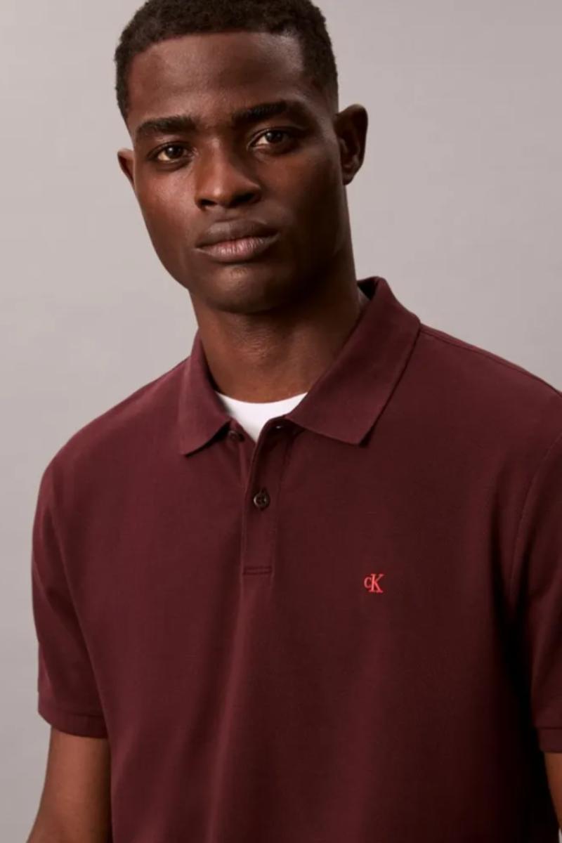 Calvin Klein 2692 Monogram Pique Polo Mocha