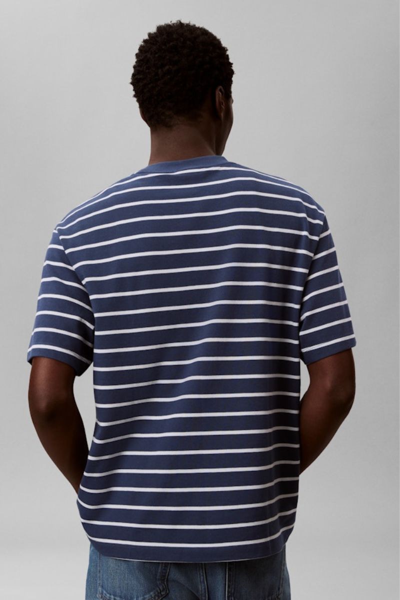 Calvin Klein 204G Stripe Casual Pique T-Shirt Denim