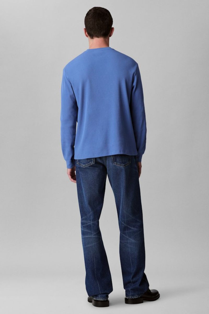 Calvin Klein 2176 LS Waffle Badge Crew Blue