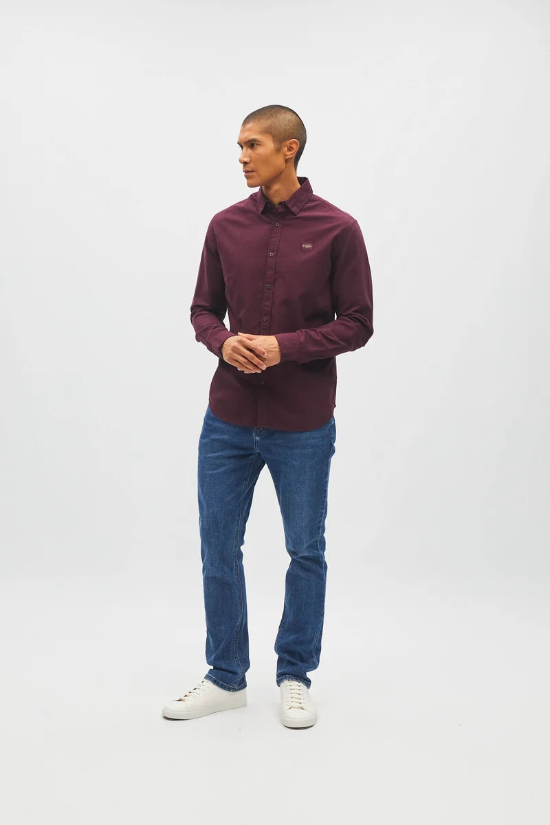 Diesel Devlyn Button Down Cotton Shirt Deep Burgundy
