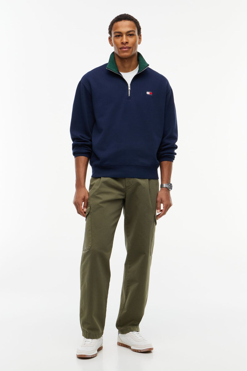 Tommy Jeans 23605 Relaxed Branded Collar Half Zip Sweatshirt Dark Blue