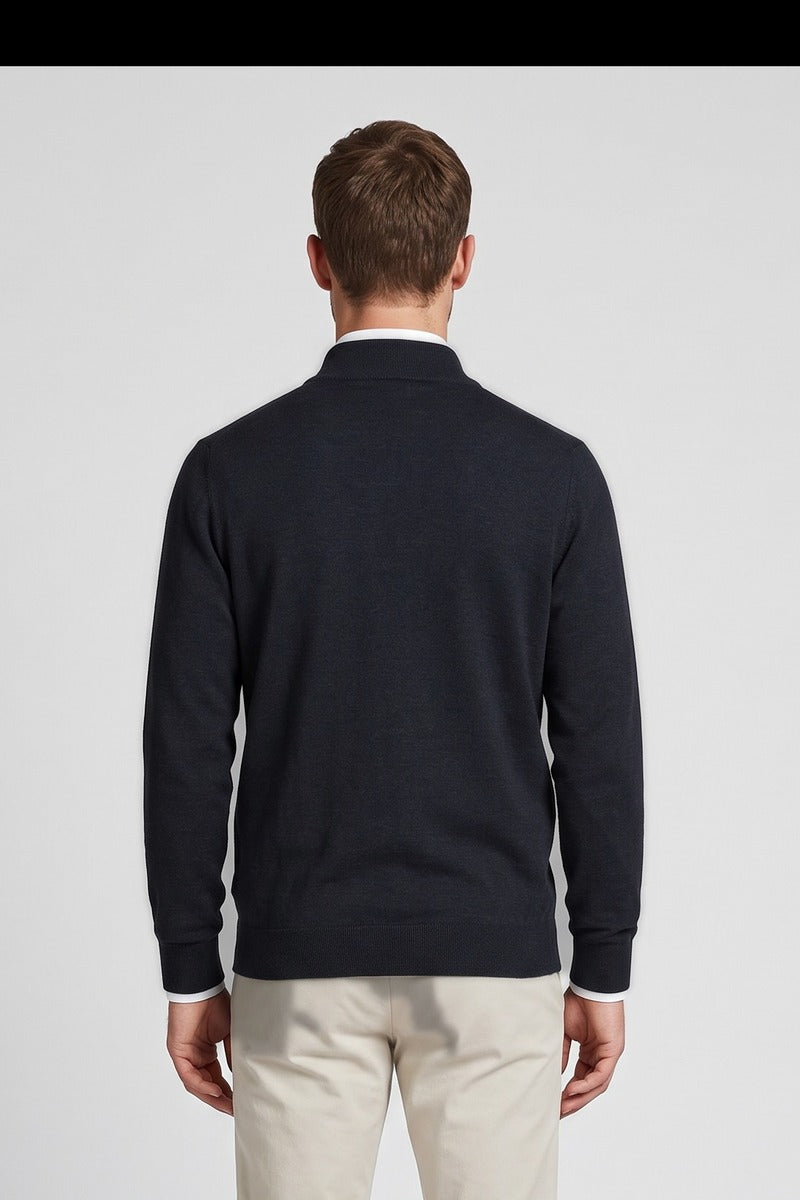 Ed Oliver Quarter Zip Knit Jumper Navy