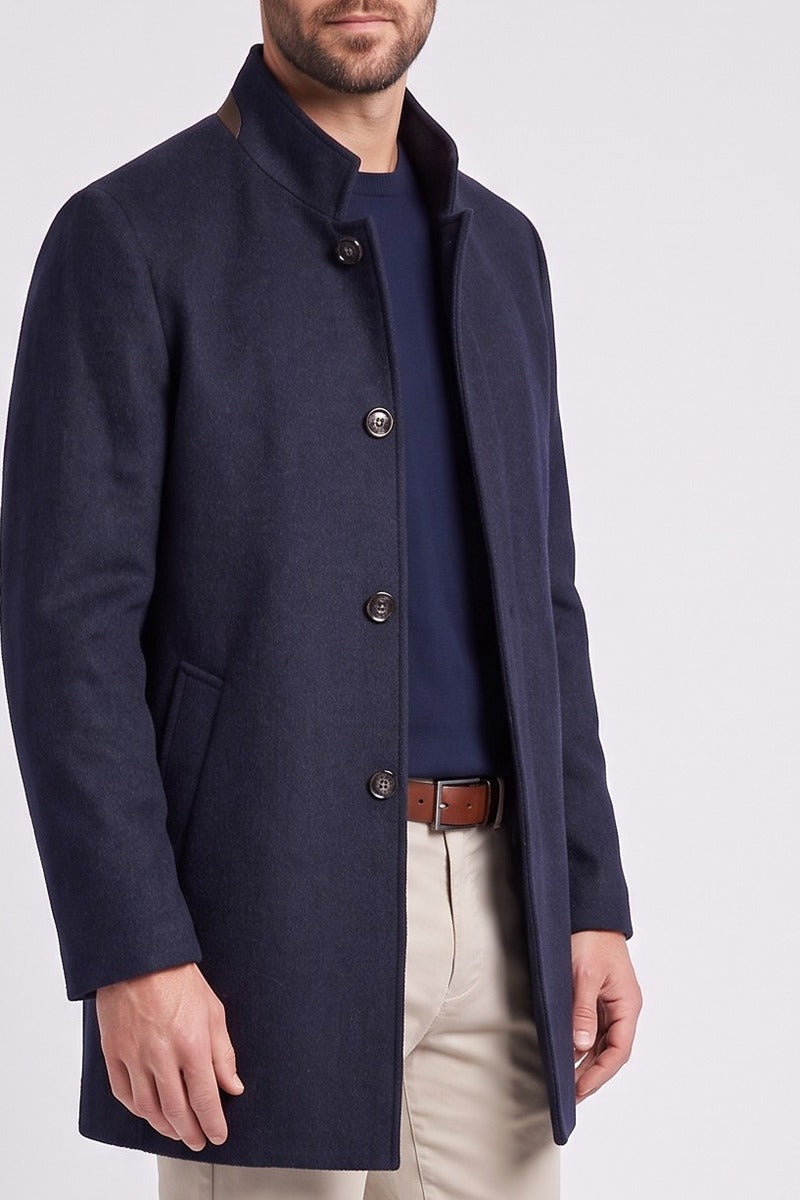 Ed Oliver Stand Collar Wool Coat Cobalt
