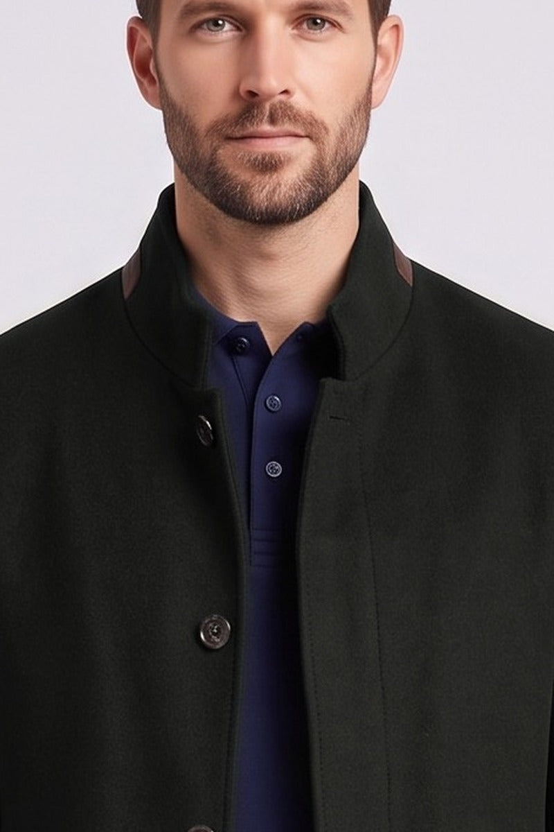 Ed Oliver Stand Collar Wool Coat Forest