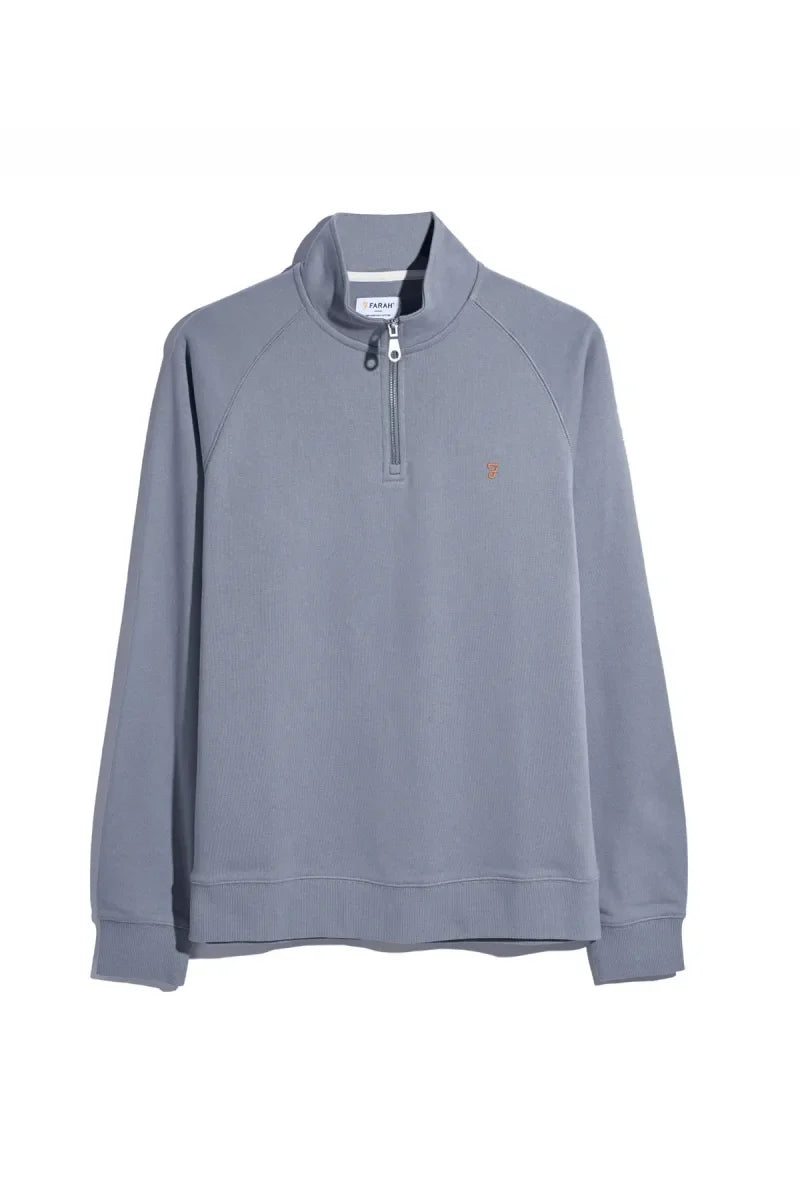 Farah Arnold Quarter Zip Sweatshirt Icelandic Blue