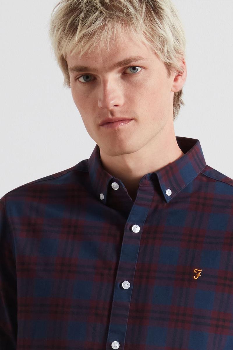 Farah Brewer Check Shirt Bordeaux