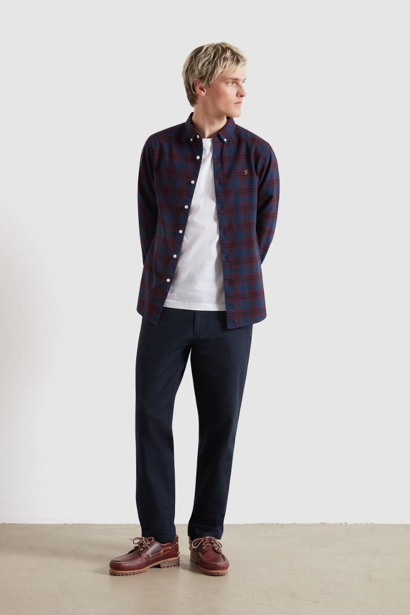 Farah Brewer Check Shirt Bordeaux