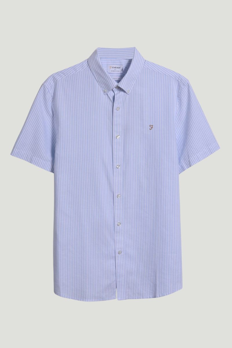 Farah Brewer SS Stripe Shirt Sky Blue