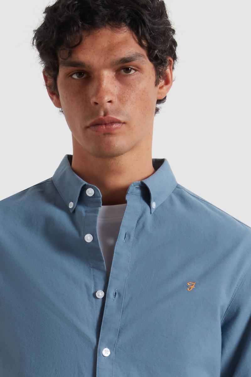 Farah Brewer Slim Shirt Chalk Blue