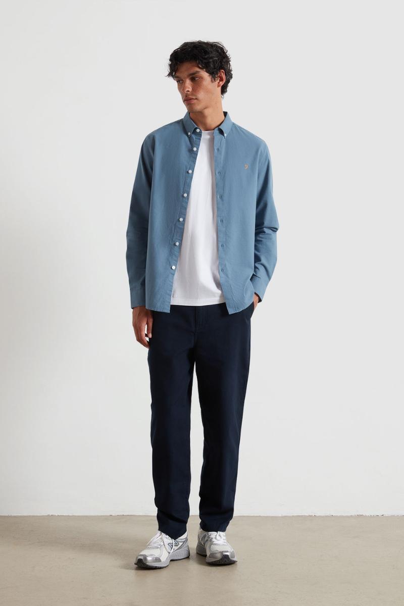 Farah Brewer Slim Shirt Chalk Blue