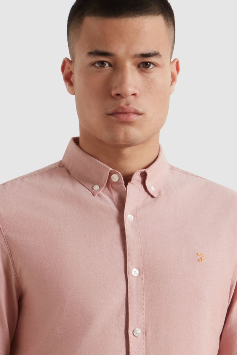Farah Brewer Slim Shirt Coral Reef