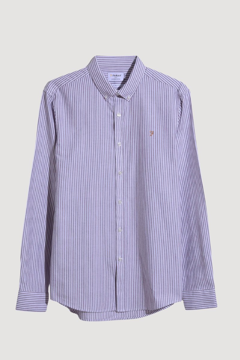 Farah Brewer Stripe Shirt Bordeaux