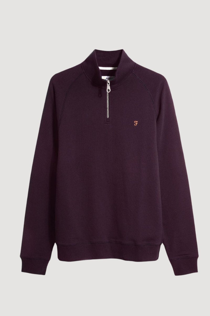 Farah Jim 1/4 Zip Sweatshirt Bordeaux