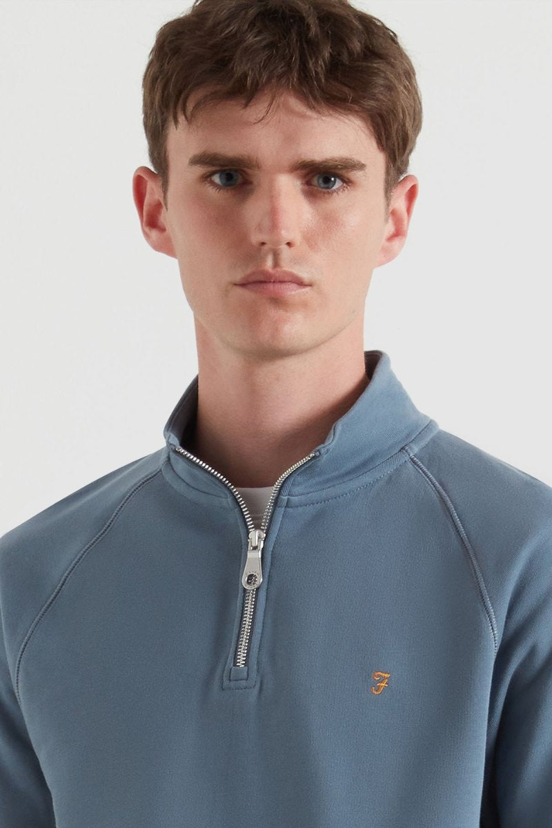 Farah Jim 1/4 Zip Sweatshirt Chalk Blue