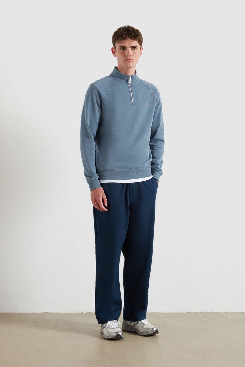 Farah Jim 1/4 Zip Sweatshirt Chalk Blue