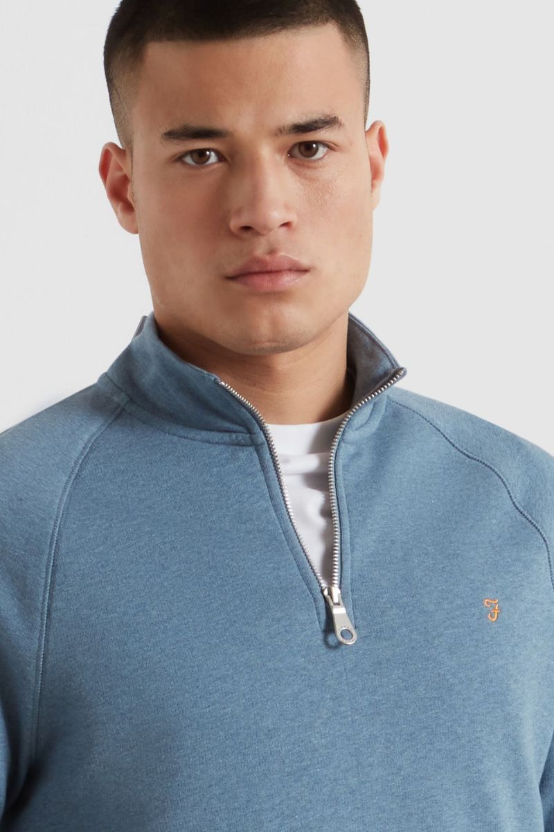 Farah Jim 1/4 Zip Sweatshirt Blue Tide