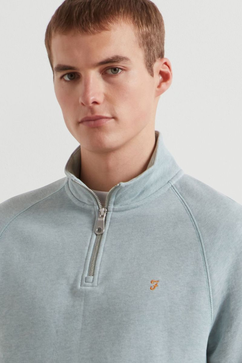 Farah Jim 1/4 Zip Sweatshirt Green Mist