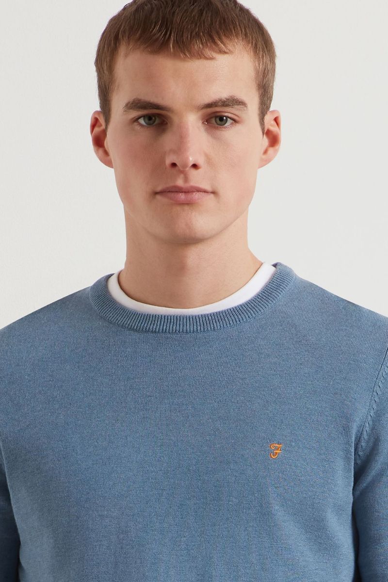 Farah Mullen Cotton Sweater Blue Tide