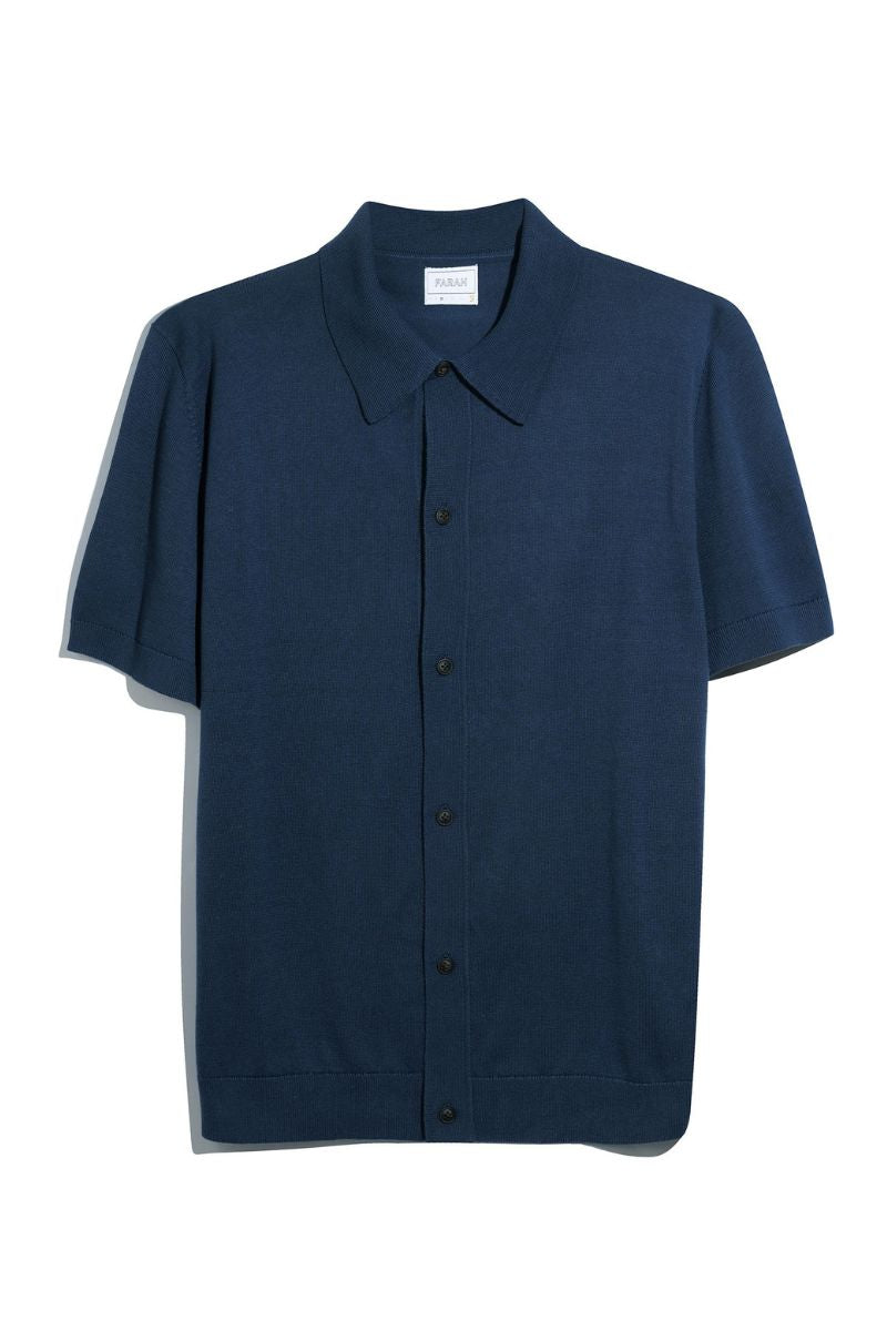 Farah Poplar Knitted Polo Agean Blue