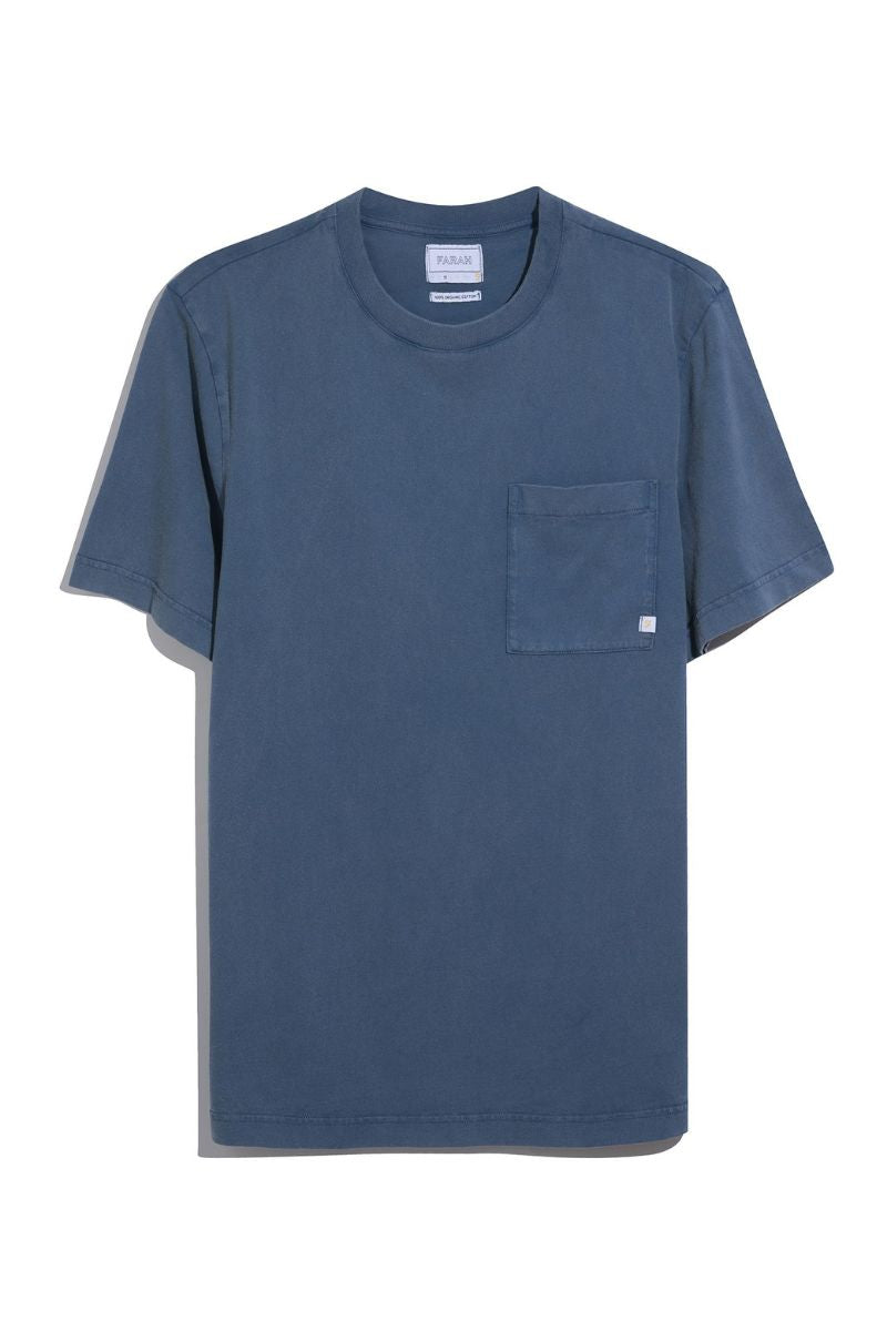 Farah Stacy Gmt Dye Pocket T-Shirt Agean Blue