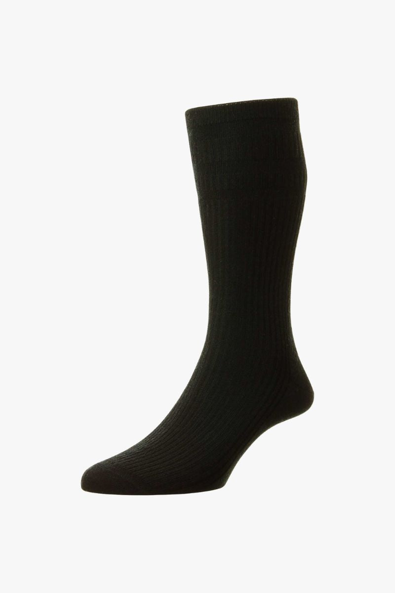HJ Wool Soft Top Sock Black