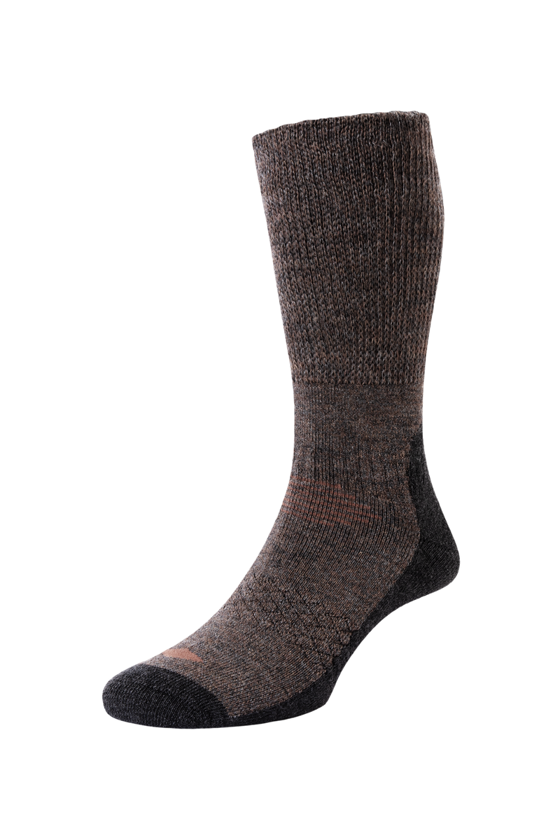 HJ Hall 808 Technical Rambler Thermal Wool Socks Brown