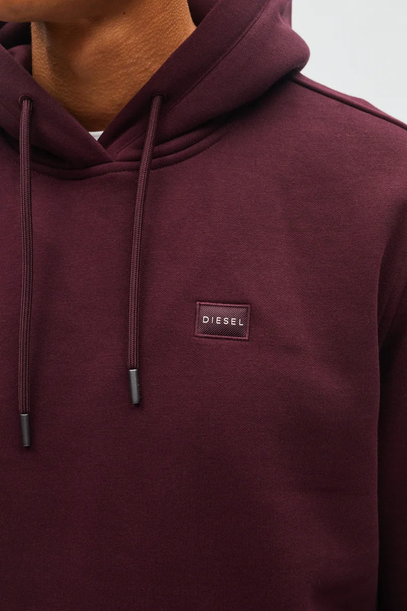 Diesel H26610MO Julian Regular Fit Organic Cotton Hoodie Deep Burgundy