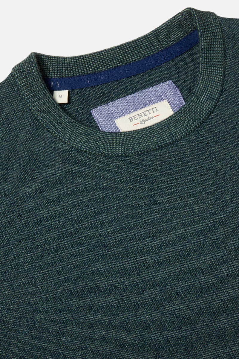 Benetti Julius Regular Fit Cotton Blend Crew Neck Jumper Forest