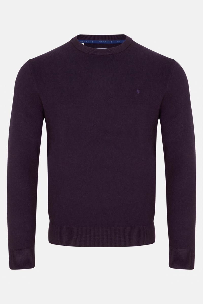 Benetti Julius Regular Fit Cotton Blend Crew Neck Jumper Plum