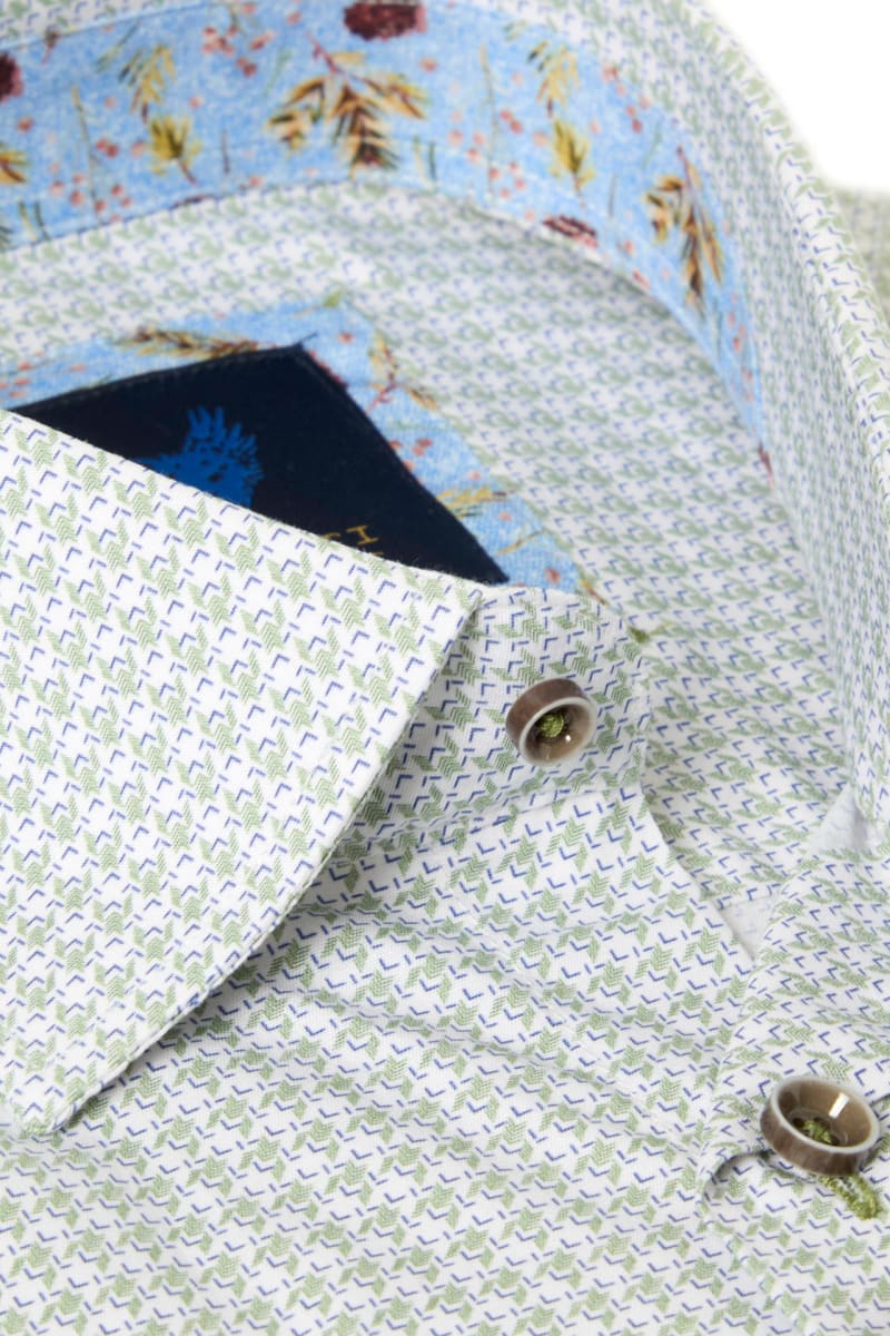 Benetti Delta Modern Fit Geometric Print Shirt Green