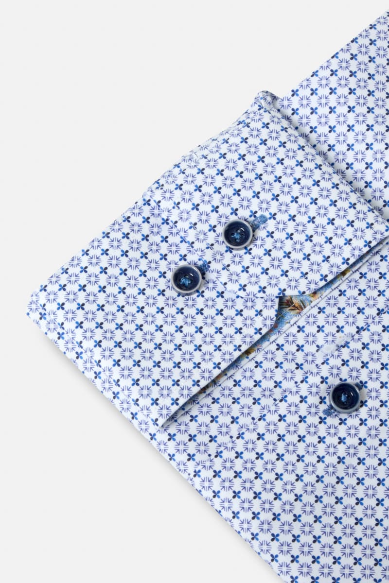 Benetti London Modern Fit Geometric Print Shirt Blue
