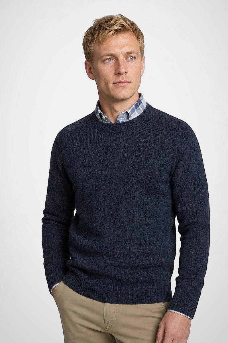 McGregor Regular Fit Lambswool Crew Neck Sweater Navy