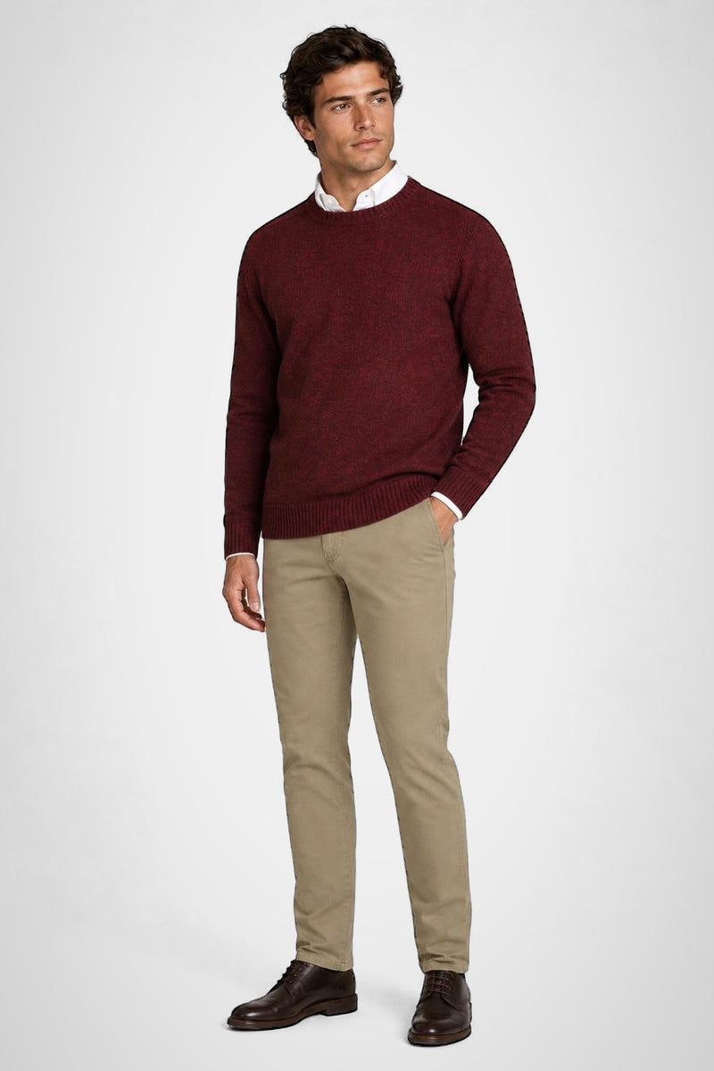McGregor Regular Fit Lambswool Crew Neck Sweater Burgundy