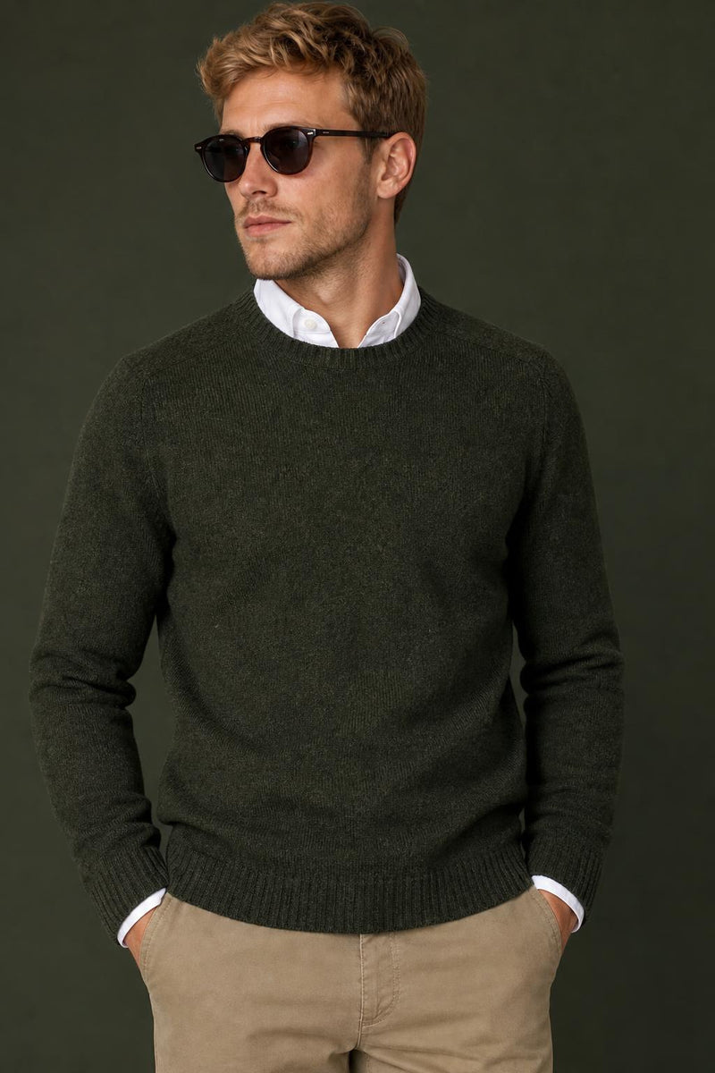 McGregor Regular Fit Lambswool Crew Neck Sweater Dark Olive