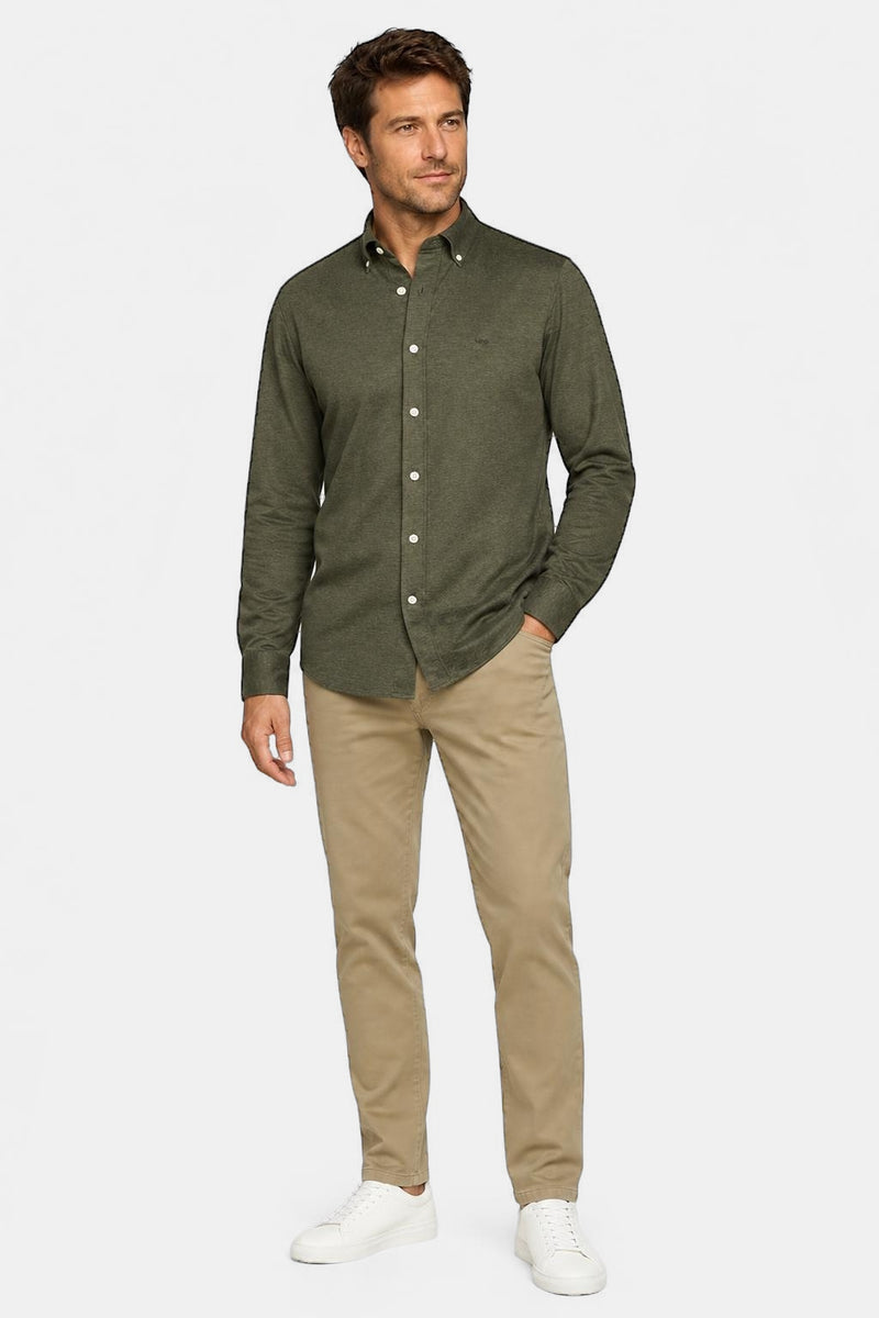 McGregor Regular Fit Stretch Pique Shirt Dark Olive
