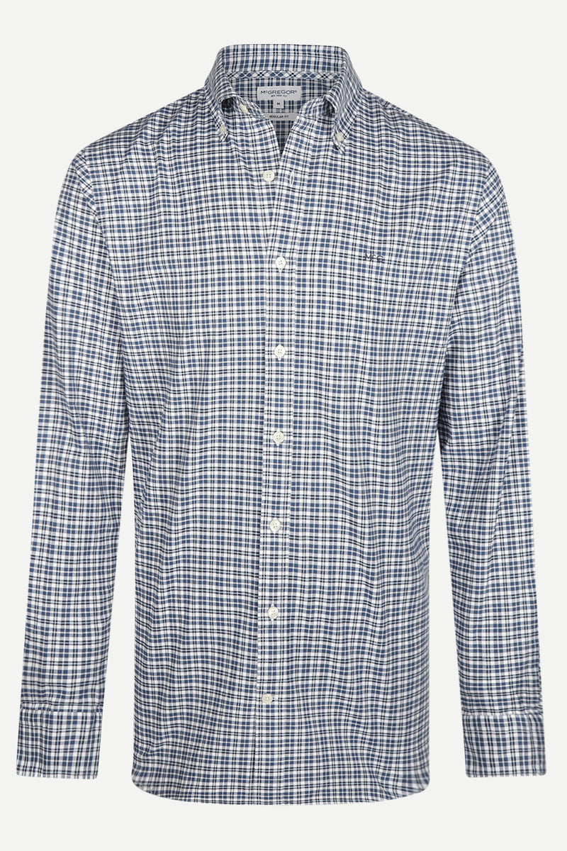 McGregor Regular Fit Stretch Oxford Check Shirt Navy