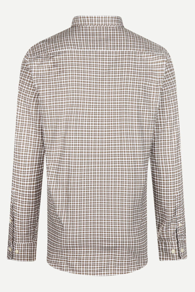 McGregor Regular Fit Stretch Oxford Check Shirt Chocolate Brown