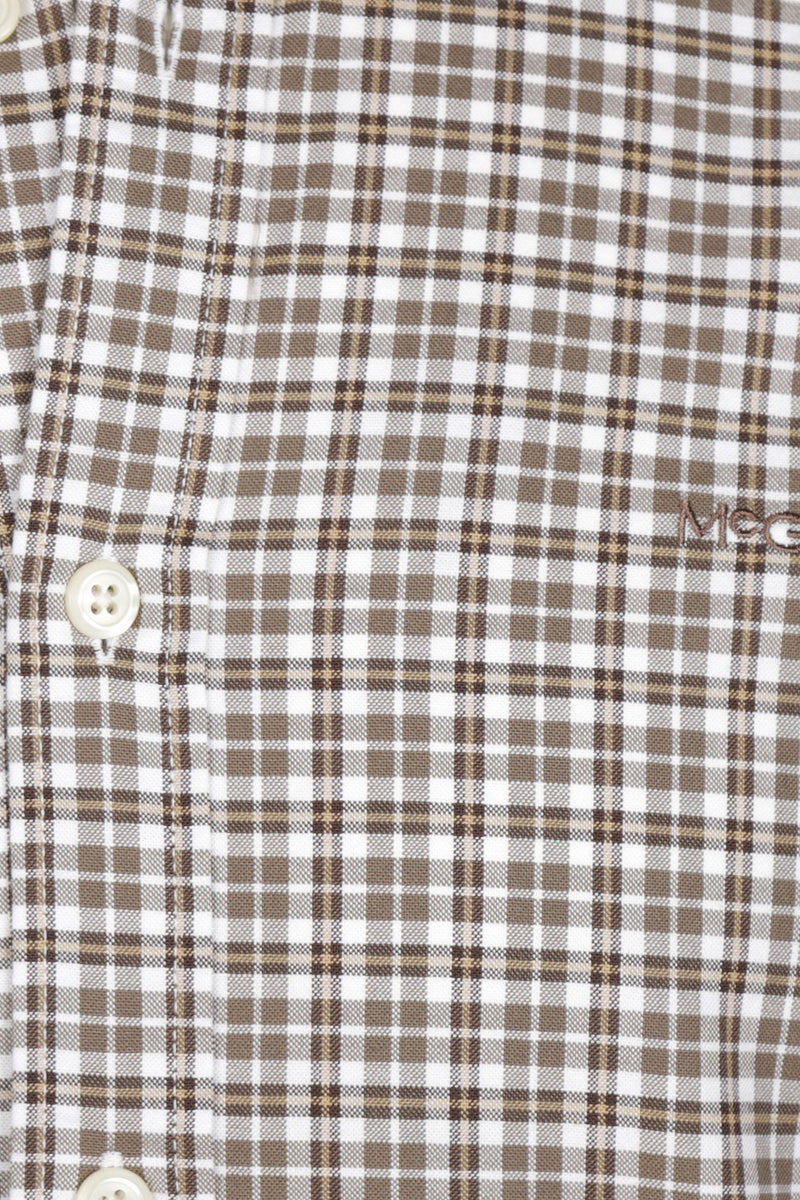 McGregor Regular Fit Stretch Oxford Check Shirt Chocolate Brown