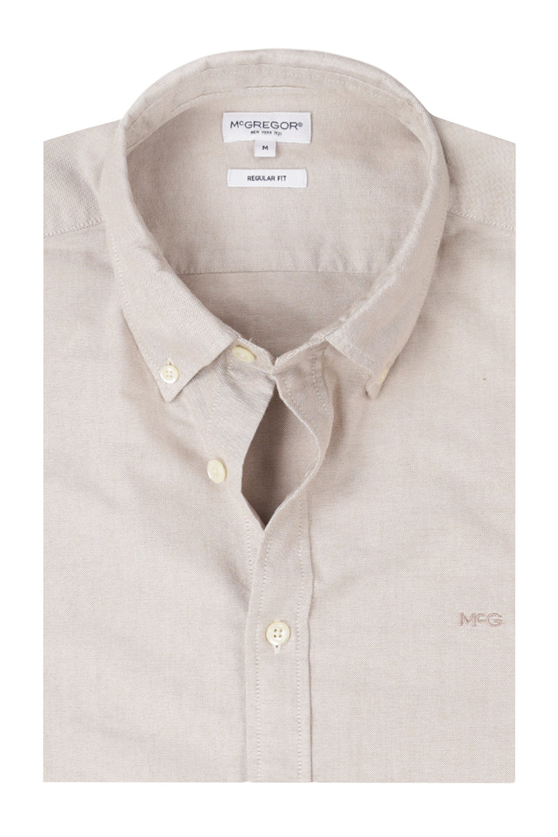 McGregor Regular Fit Oxford Stretch Shirt Sand