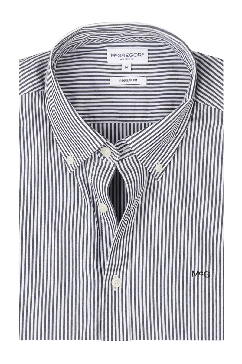 McGregor Regular Fit Peached Poplin Stripe Shirt Navy