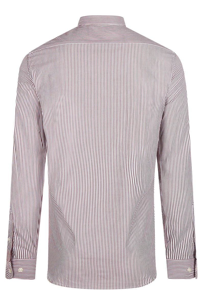 McGregor Regular Fit Peached Poplin Stripe Shirt Burgundy