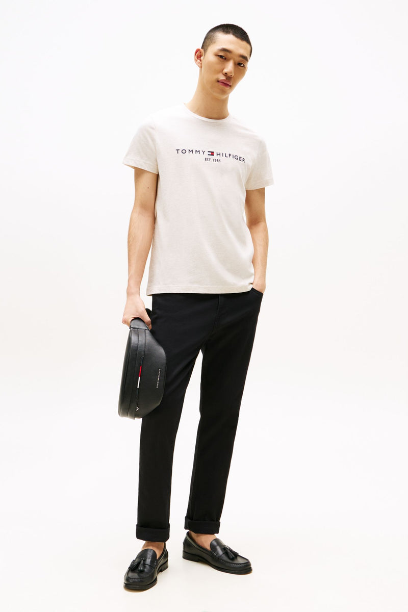 Tommy Hilfiger 11797 Slim Fit Logo T-Shirt Heathered Oatmilk