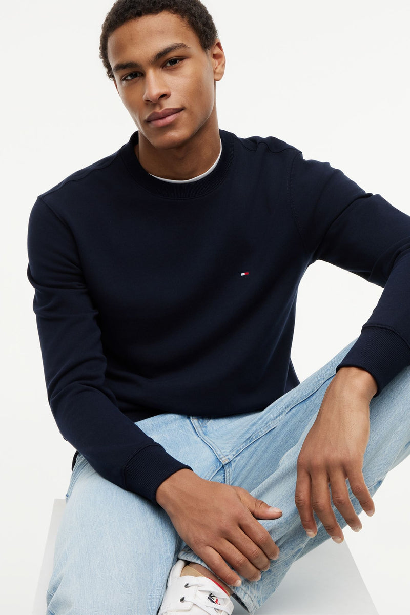 Tommy Hilfiger 37237 Regular Fit Essential Terry Crew Neck Sweatshirt Navy Blue