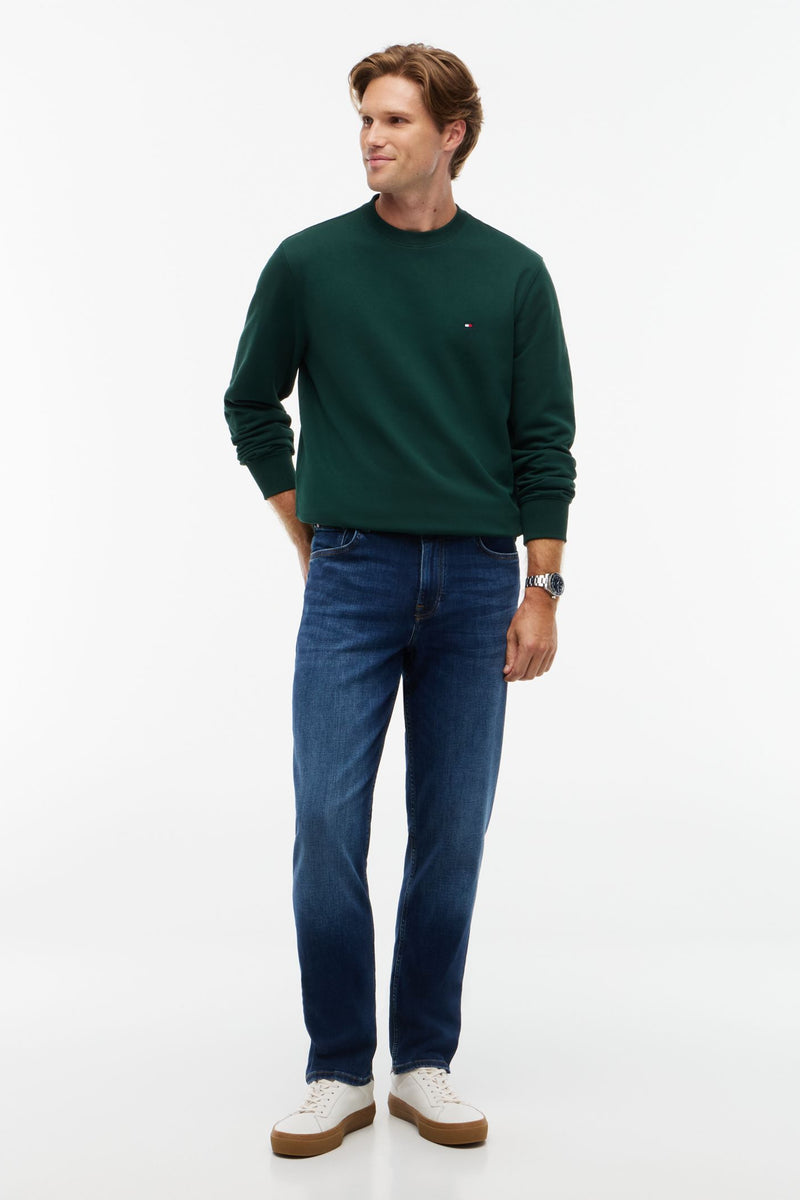 Tommy Hilfiger 37237 Regular Fit Essential Terry Crew Neck Sweatshirt Nocturnal Green