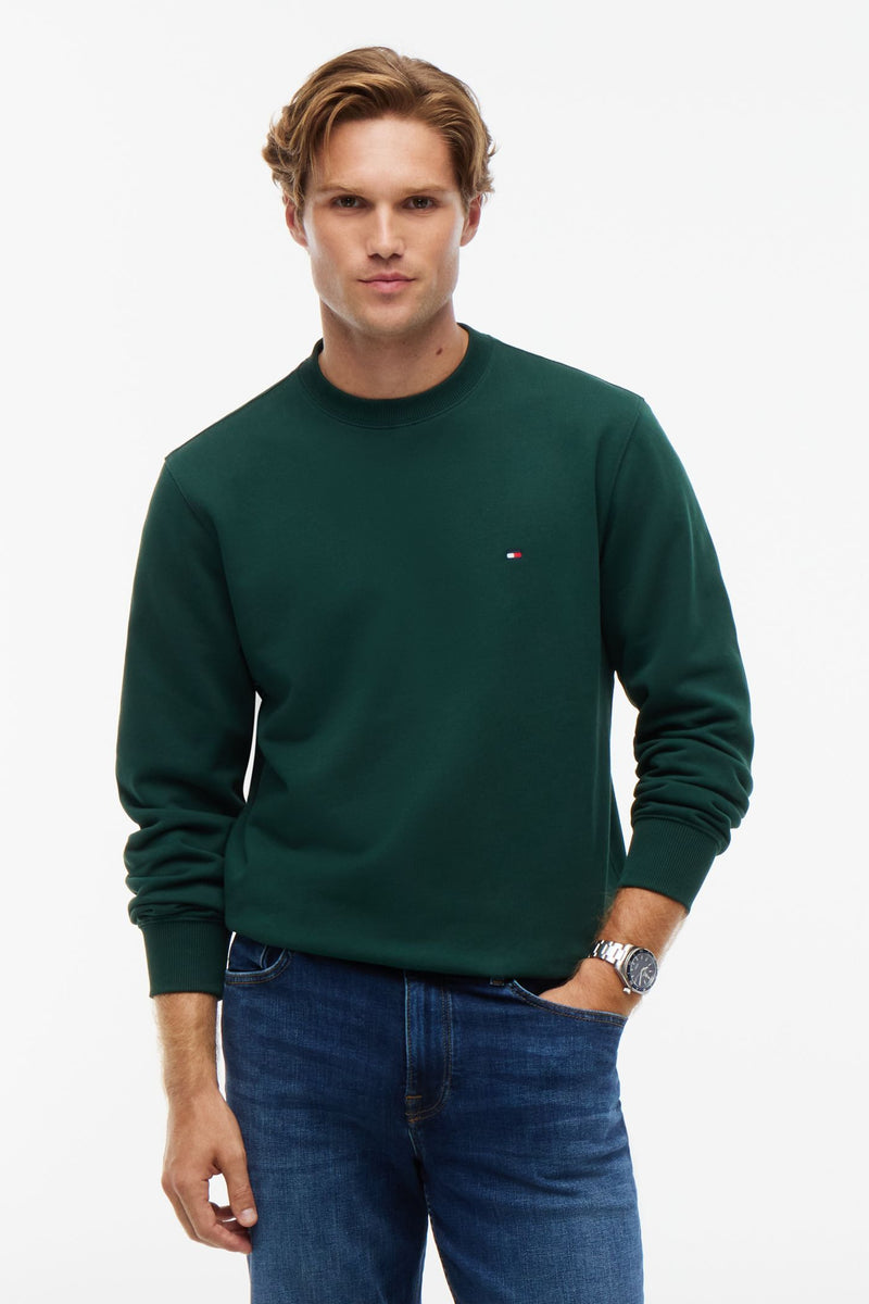 Tommy Hilfiger 37237 Regular Fit Essential Terry Crew Neck Sweatshirt Nocturnal Green