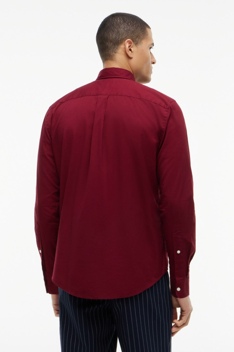 Hilfiger Flex Poplin Solid Shirt Aw26 - BURGUNDY