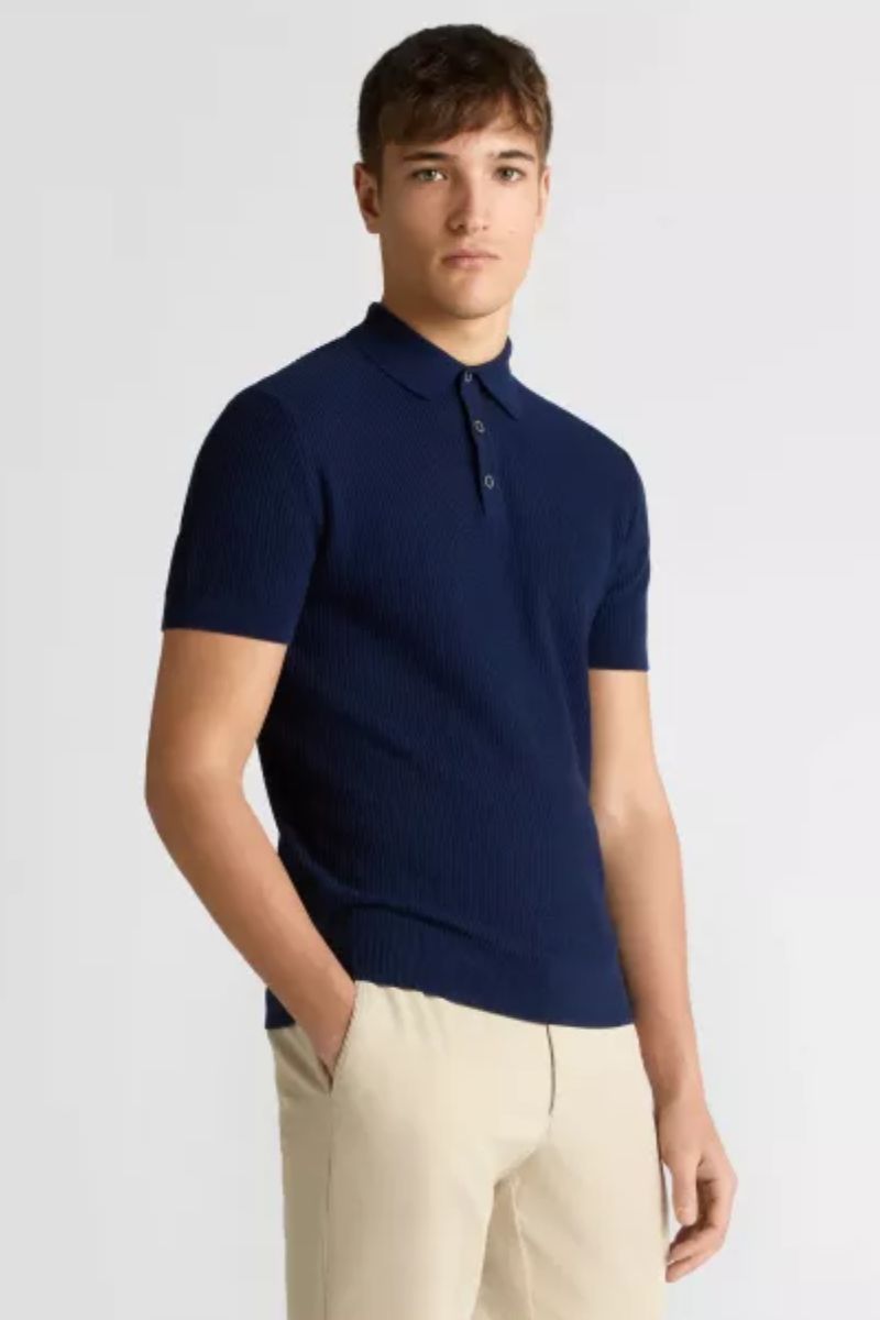 Remus 58696 SS Knit Polo Dark Blue