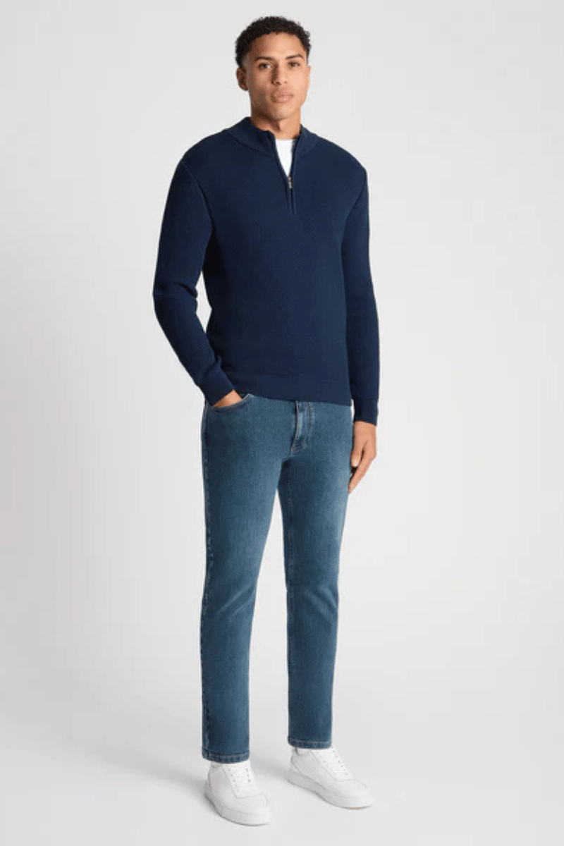 Remus 58666 Navy Half Zip Knit Jumper