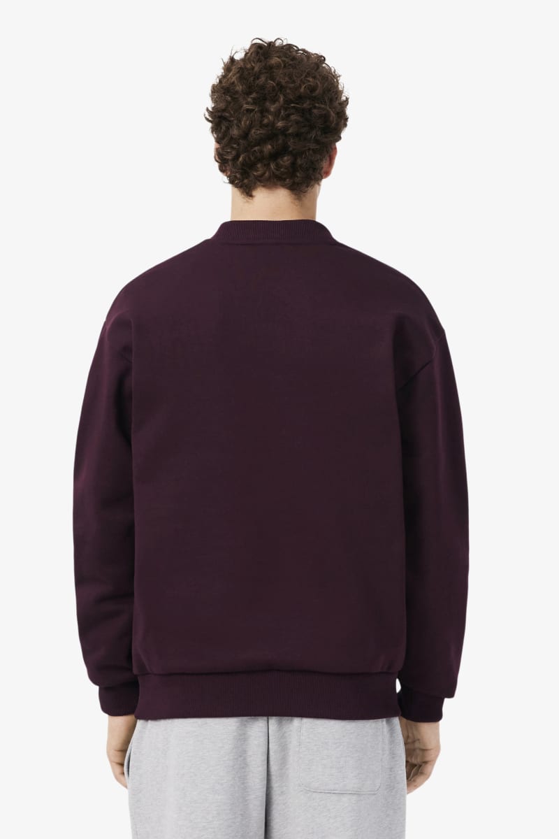 Lacoste SH8868 Classic Fit Cotton Fleece Crew Neck Sweatshirt Wine