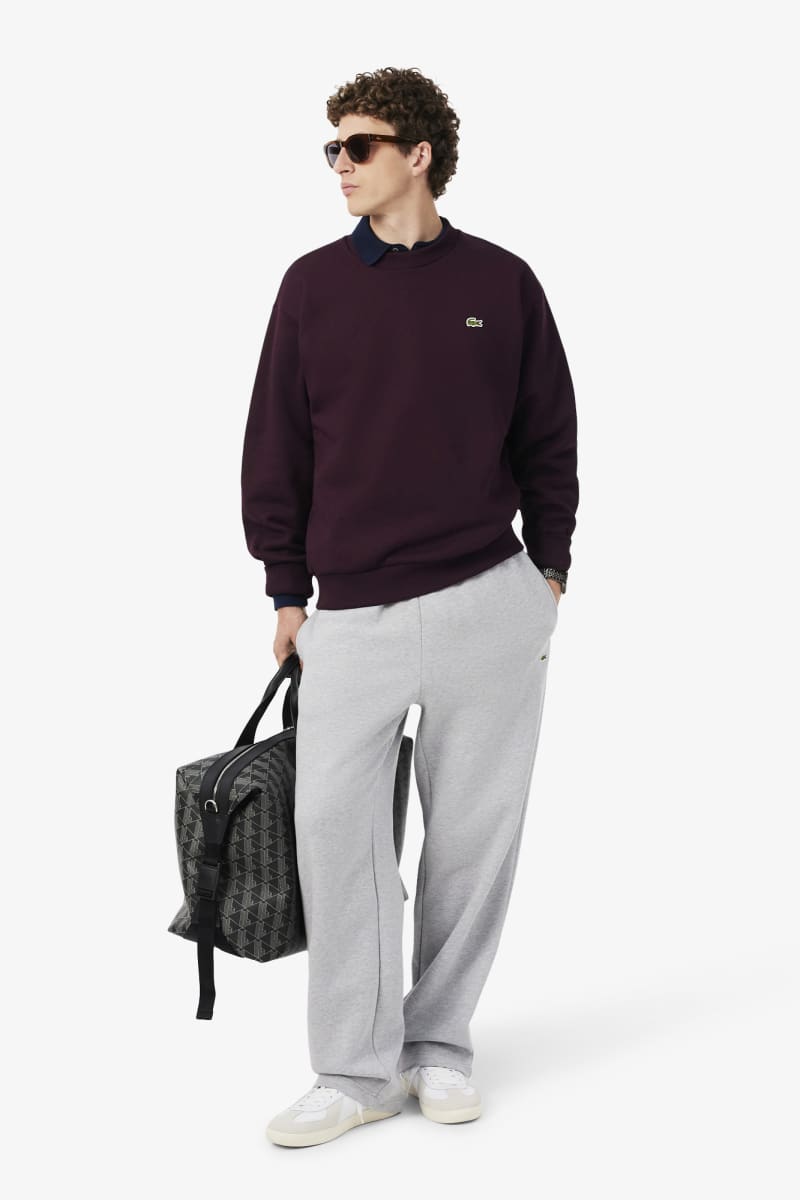 Lacoste SH8868 Classic Fit Cotton Fleece Crew Neck Sweatshirt Wine